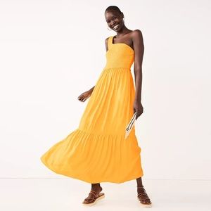 Nine West One Shouldered Smocked Maxi Dress